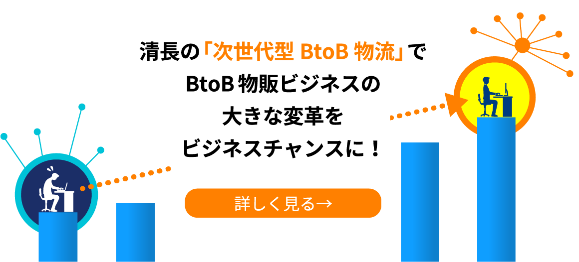 清長の「次世代型BtoB物流」でBtoB物販ビジネスの大きな変革をビジネスチャンスに！詳しく見る→